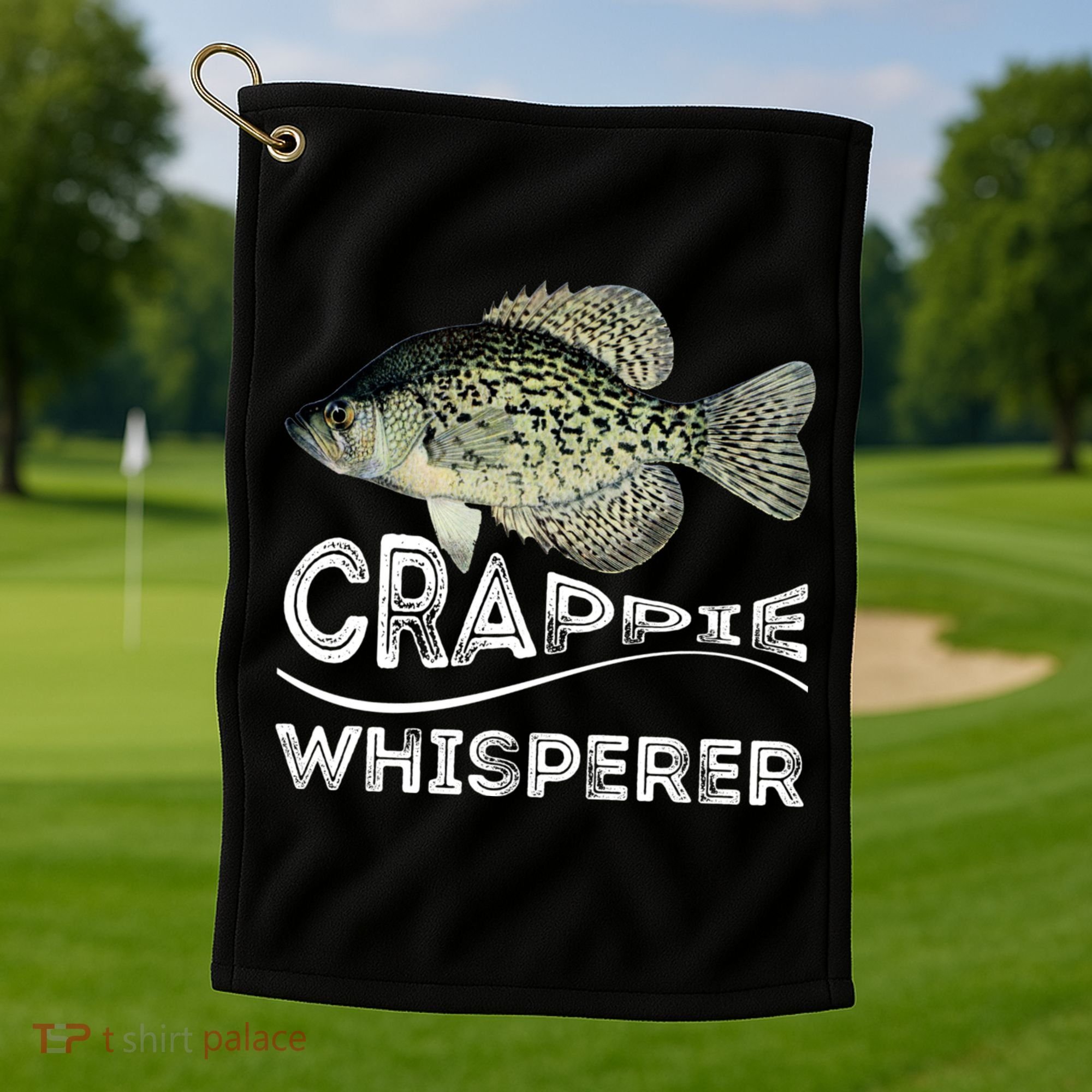 Funny Crappie Whisperer Fishing Black Crappie Lake Fish Gift Golf Towel
