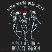 Funny Christmasween When You're Dead Inside But It's The Holiday Season Skeletons Golf Towel thumb 3