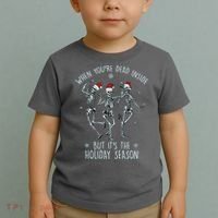 Funny Christmasween When You're Dead Inside But It's The Holiday Season Skeletons Toddler T-Shirt thumb 2