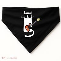 Funny Cat Wearing Sunglasses Playing Bass Guitar USA-Made Doggie Bandana thumb 0