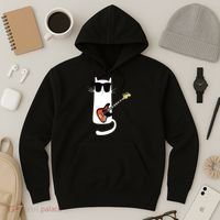 Funny Cat Wearing Sunglasses Playing Bass Guitar Hoodie thumb 3