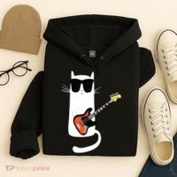 Funny Cat Wearing Sunglasses Playing Bass Guitar Hoodie thumb 4