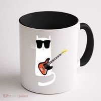 Funny Cat Wearing Sunglasses Playing Bass Guitar Coffee Mug thumb 1