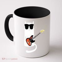 Funny Cat Wearing Sunglasses Playing Bass Guitar Coffee Mug thumb 0