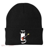 Funny Cat Wearing Sunglasses Playing Bass Guitar Beanie thumb 0