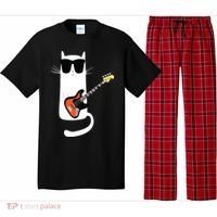 Funny Cat Wearing Sunglasses Playing Bass Guitar Pajama Set thumb 0