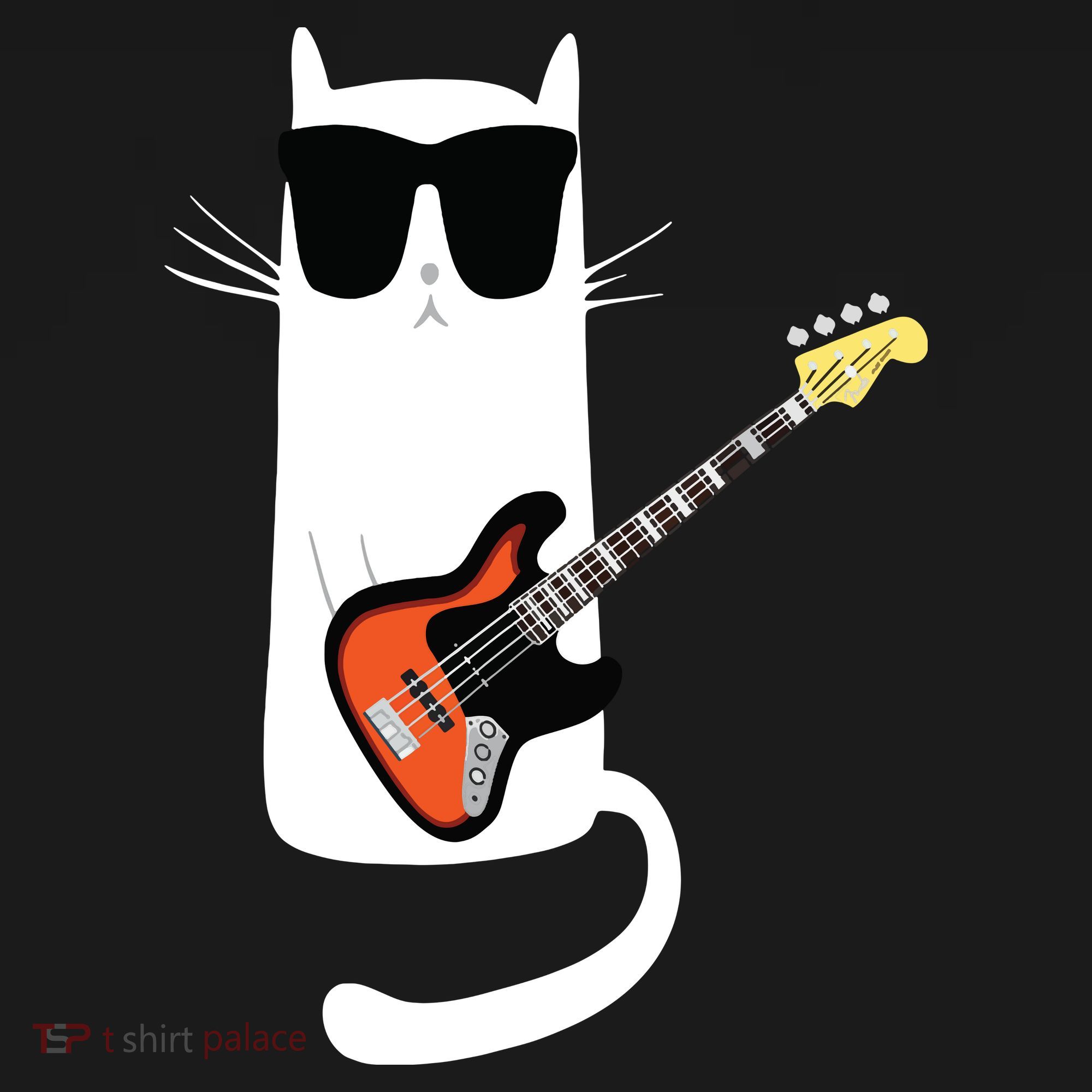 Funny Cat Wearing Sunglasses Playing Bass Guitar Mousepad
