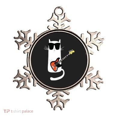 Funny Cat Wearing Sunglasses Playing Bass Guitar Ornament