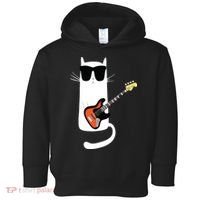 Funny Cat Wearing Sunglasses Playing Bass Guitar Toddler Hoodie thumb 0