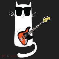 Funny Cat Wearing Sunglasses Playing Bass Guitar Golf Towel thumb 3