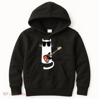 Funny Cat Wearing Sunglasses Playing Bass Guitar Kids Hoodie thumb 0
