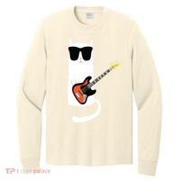 Funny Cat Wearing Sunglasses Playing Bass Guitar Long Sleeve Shirt thumb 0