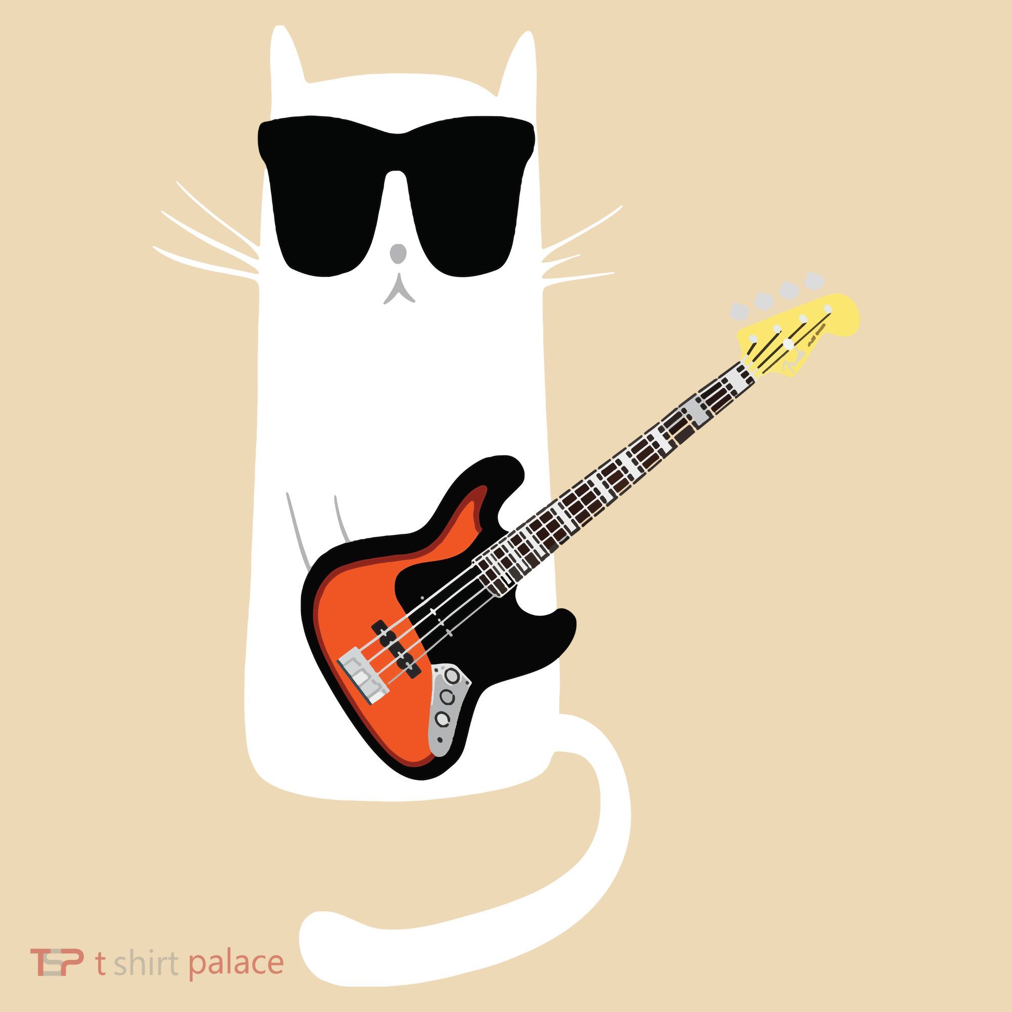 Funny Cat Wearing Sunglasses Playing Bass Guitar Sweatshirt