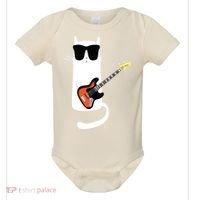 Funny Cat Wearing Sunglasses Playing Bass Guitar Baby Bodysuit thumb 0