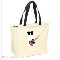 Funny Cat Wearing Sunglasses Playing Bass Guitar Tote Bag thumb 2