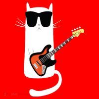 Funny Cat Wearing Sunglasses Playing Bass Guitar Santa Hat thumb 1