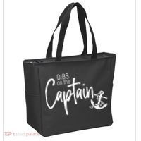 Funny Captain Wife Dibs On The Captain Tank Top Tote Bag thumb 2