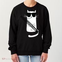 Funny Cat Wearing Sunglasses Playing Bassoon Women's Sweatshirt thumb 0