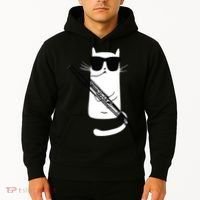 Funny Cat Wearing Sunglasses Playing Bassoon Hoodie thumb 2