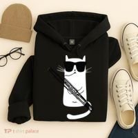 Funny Cat Wearing Sunglasses Playing Bassoon Hoodie thumb 4
