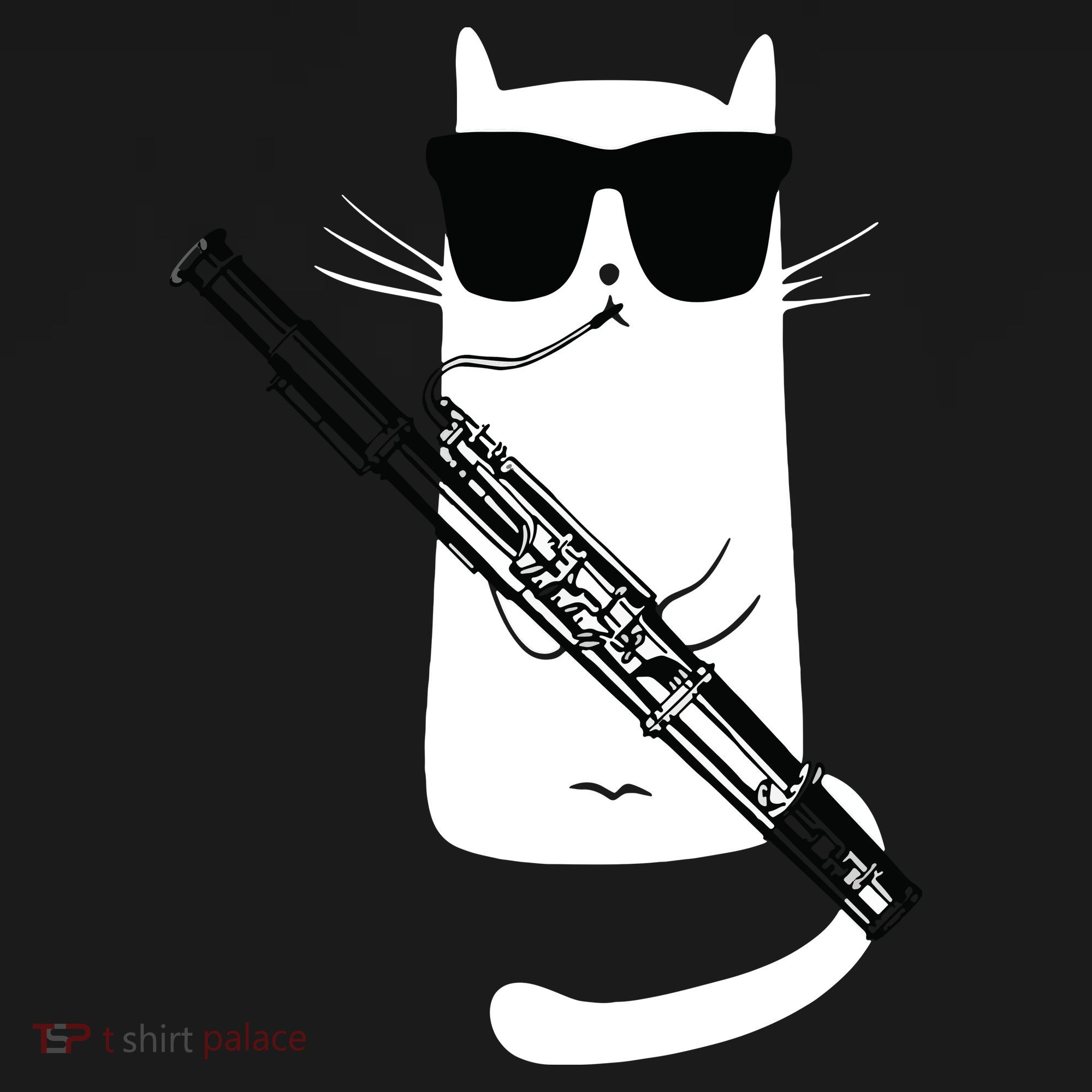 Funny Cat Wearing Sunglasses Playing Bassoon Apron