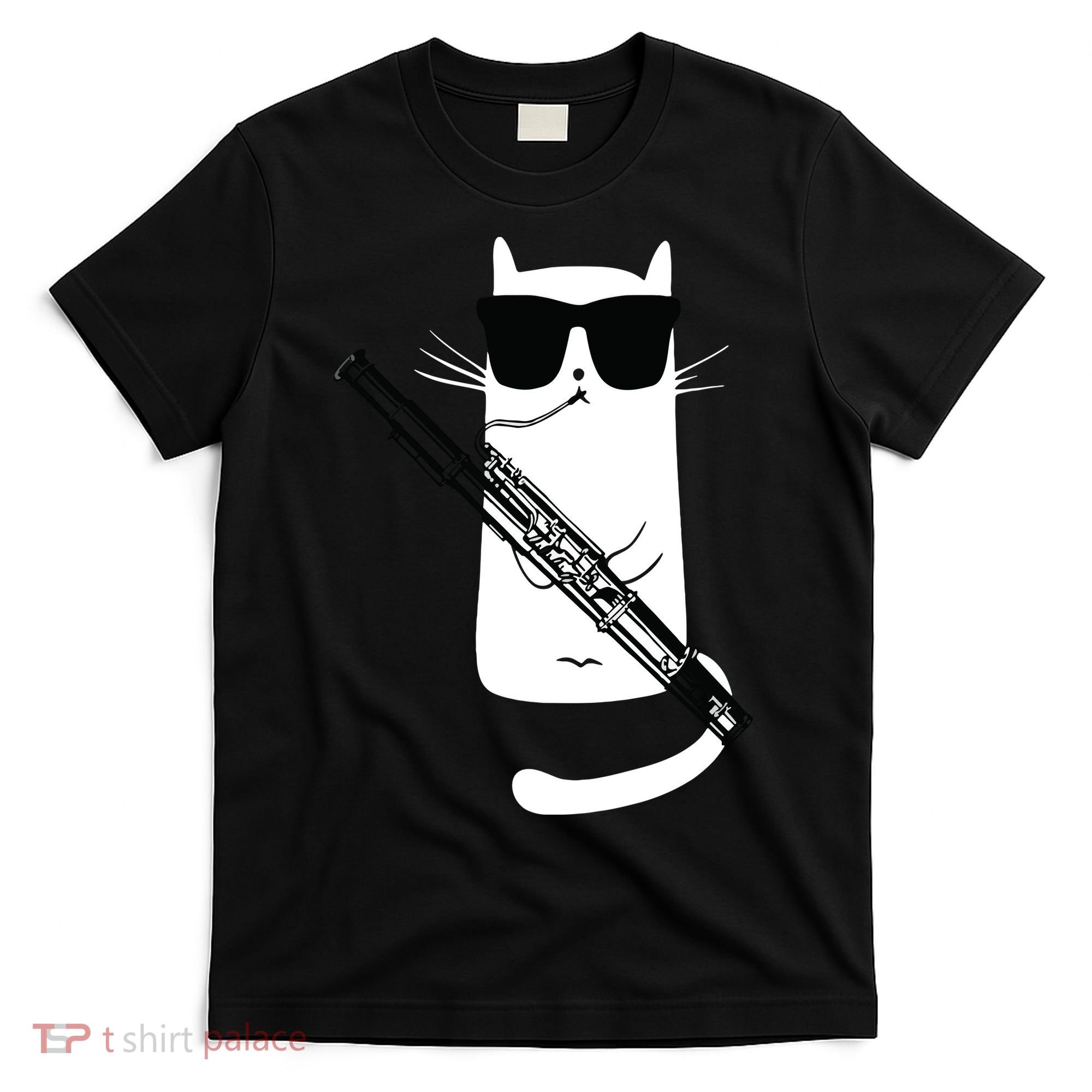 Funny Cat Wearing Sunglasses Playing Bassoon T-Shirt