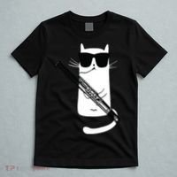 Funny Cat Wearing Sunglasses Playing Bassoon T-Shirt thumb 5