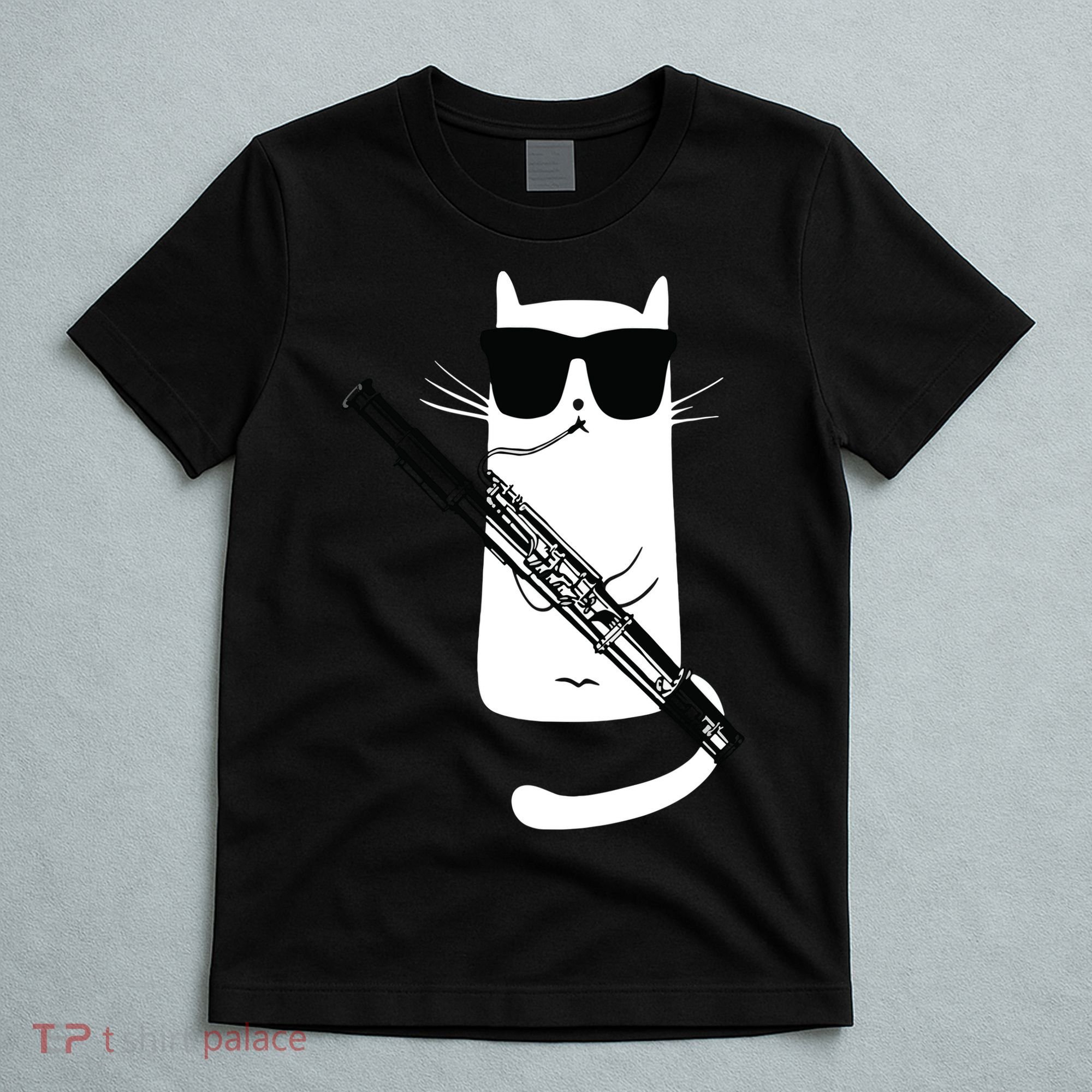 Funny Cat Wearing Sunglasses Playing Bassoon T-Shirt