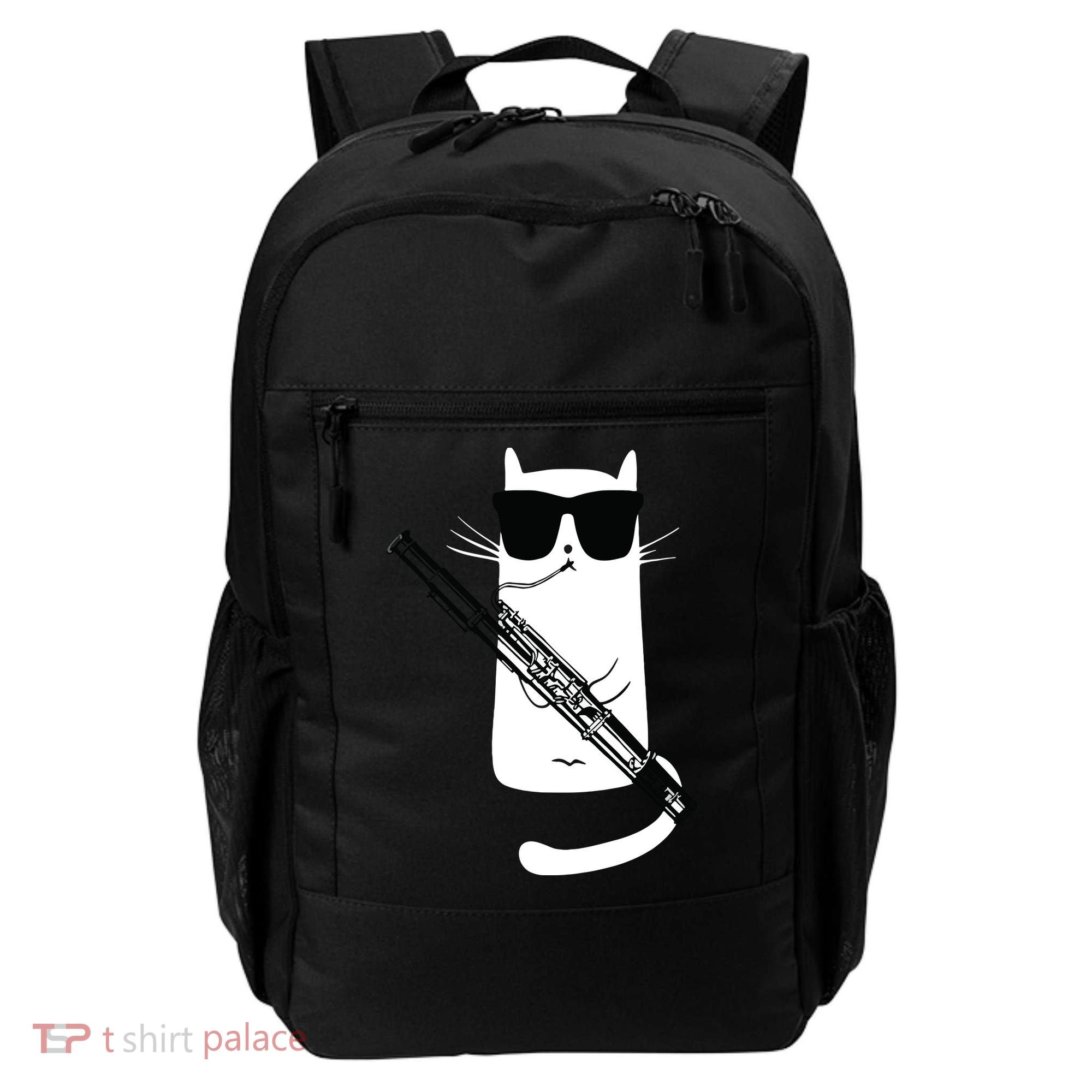 Funny Cat Wearing Sunglasses Playing Bassoon Backpack