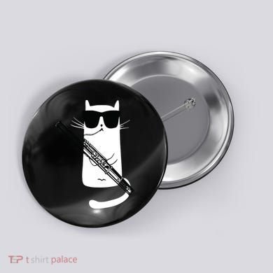 Funny Cat Wearing Sunglasses Playing Bassoon Button