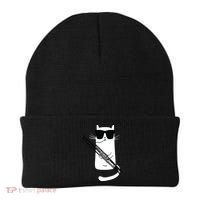 Funny Cat Wearing Sunglasses Playing Bassoon Beanie thumb 0