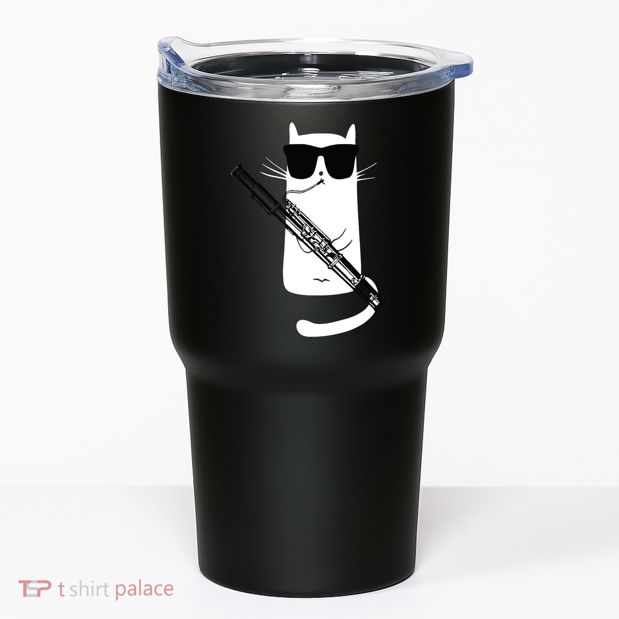 Funny Cat Wearing Sunglasses Playing Bassoon Tumbler