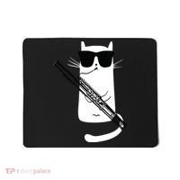 Funny Cat Wearing Sunglasses Playing Bassoon Mousepad thumb 0