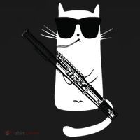 Funny Cat Wearing Sunglasses Playing Bassoon Mousepad thumb 1
