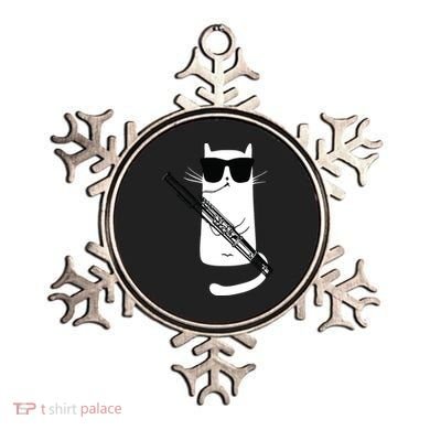Funny Cat Wearing Sunglasses Playing Bassoon Ornament
