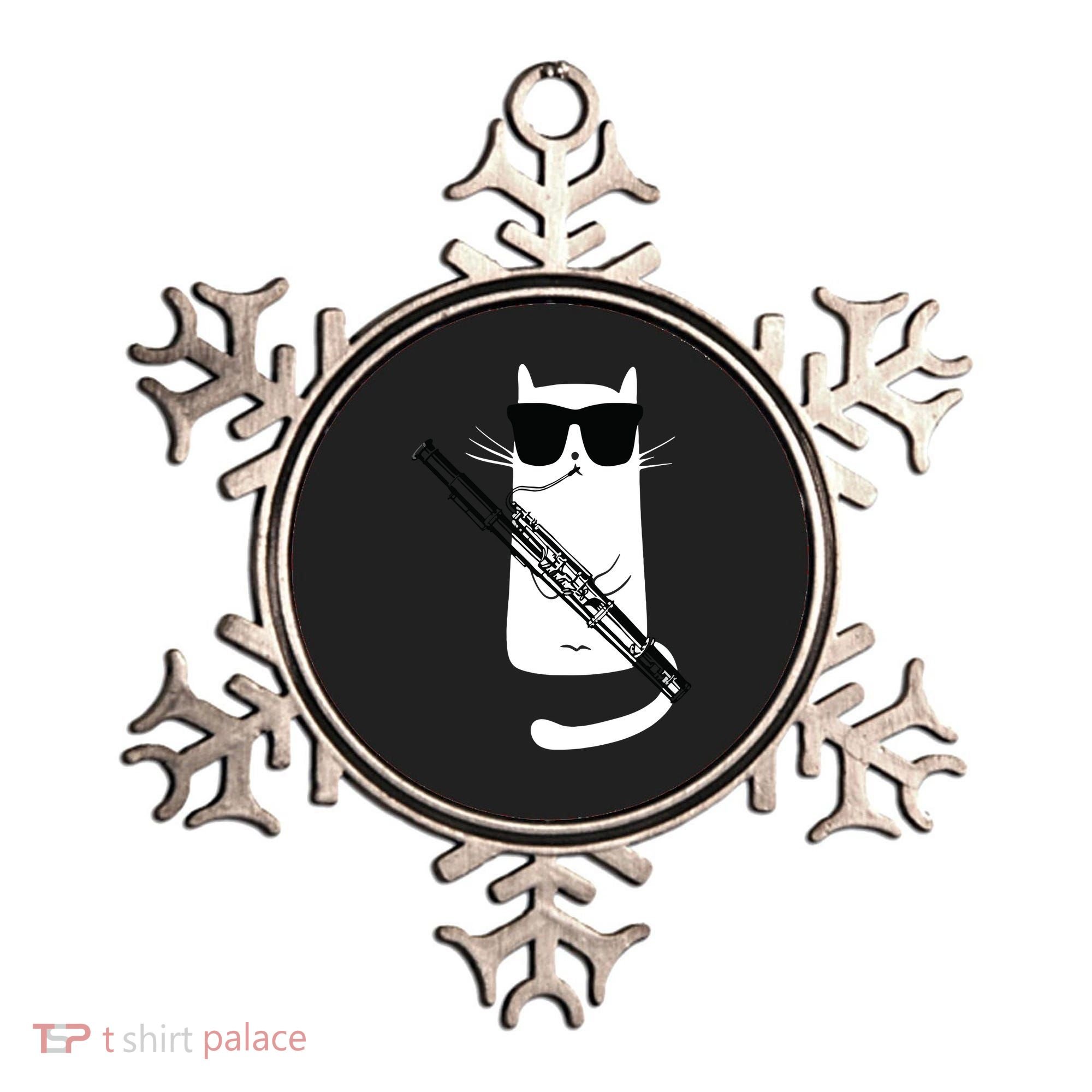 Funny Cat Wearing Sunglasses Playing Bassoon Ornament