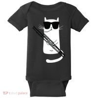 Funny Cat Wearing Sunglasses Playing Bassoon Baby Bodysuit thumb 0