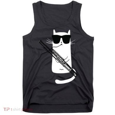 Funny Cat Wearing Sunglasses Playing Bassoon Tank Top