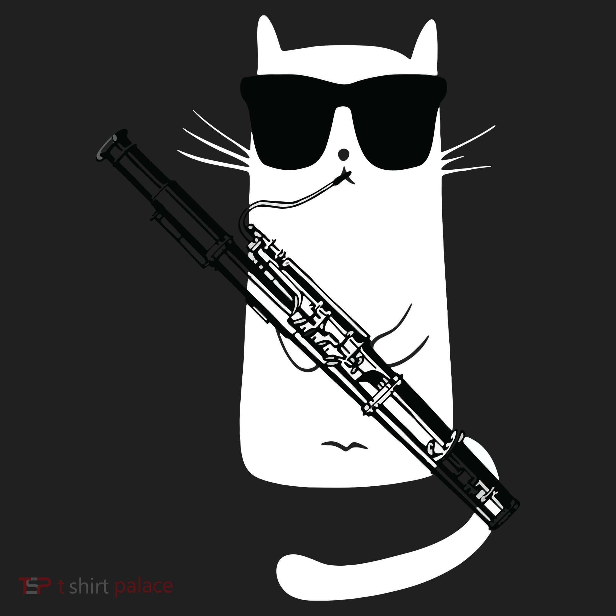 Funny Cat Wearing Sunglasses Playing Bassoon Golf Towel