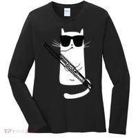 Funny Cat Wearing Sunglasses Playing Bassoon Women's Long Sleeve Shirt thumb 0