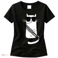 Funny Cat Wearing Sunglasses Playing Bassoon Women's T-Shirt thumb 0