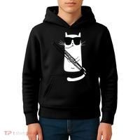 Funny Cat Wearing Sunglasses Playing Bassoon Kids Hoodie thumb 4