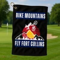 Fort Collins: Where Bikers And Mountain Meet Golf Towel thumb 1