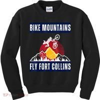 Fort Collins: Where Bikers And Mountain Meet Kids Sweatshirt thumb 0