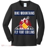 Fort Collins: Where Bikers And Mountain Meet Kids Long Sleeve Shirt thumb 0
