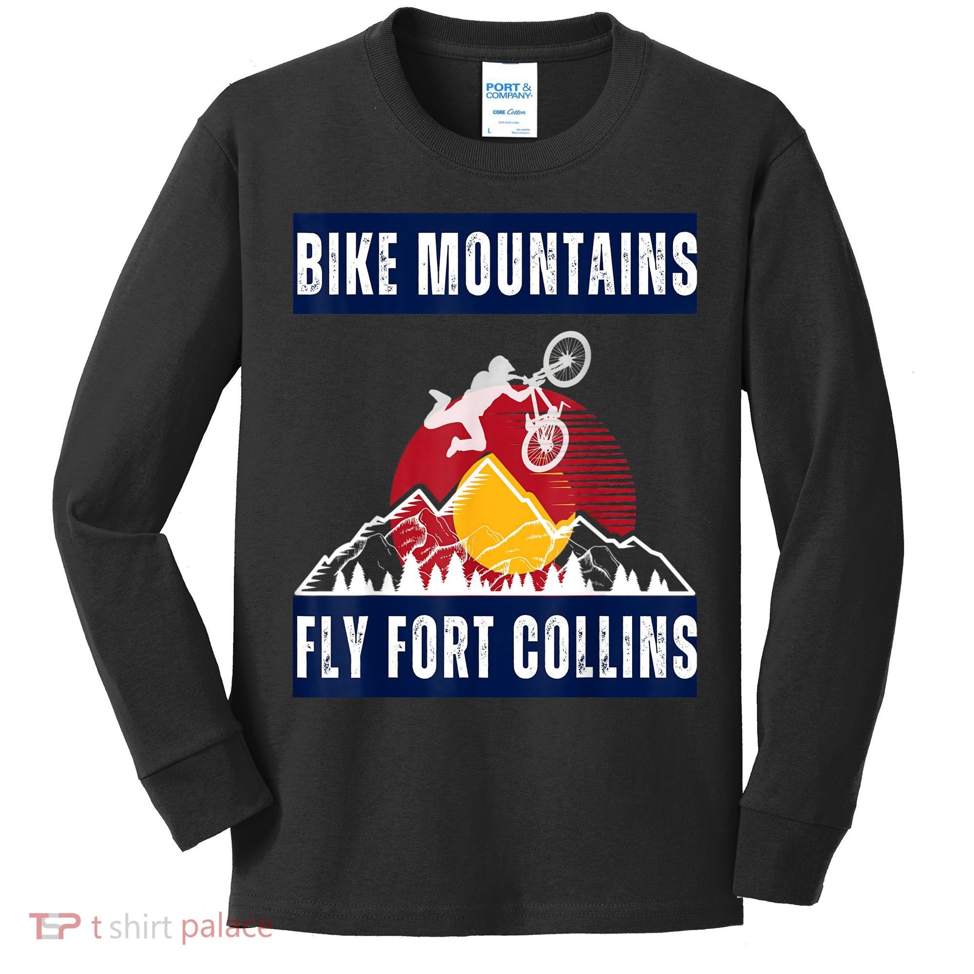 Fort Collins: Where Bikers And Mountain Meet Kids Long Sleeve Shirt