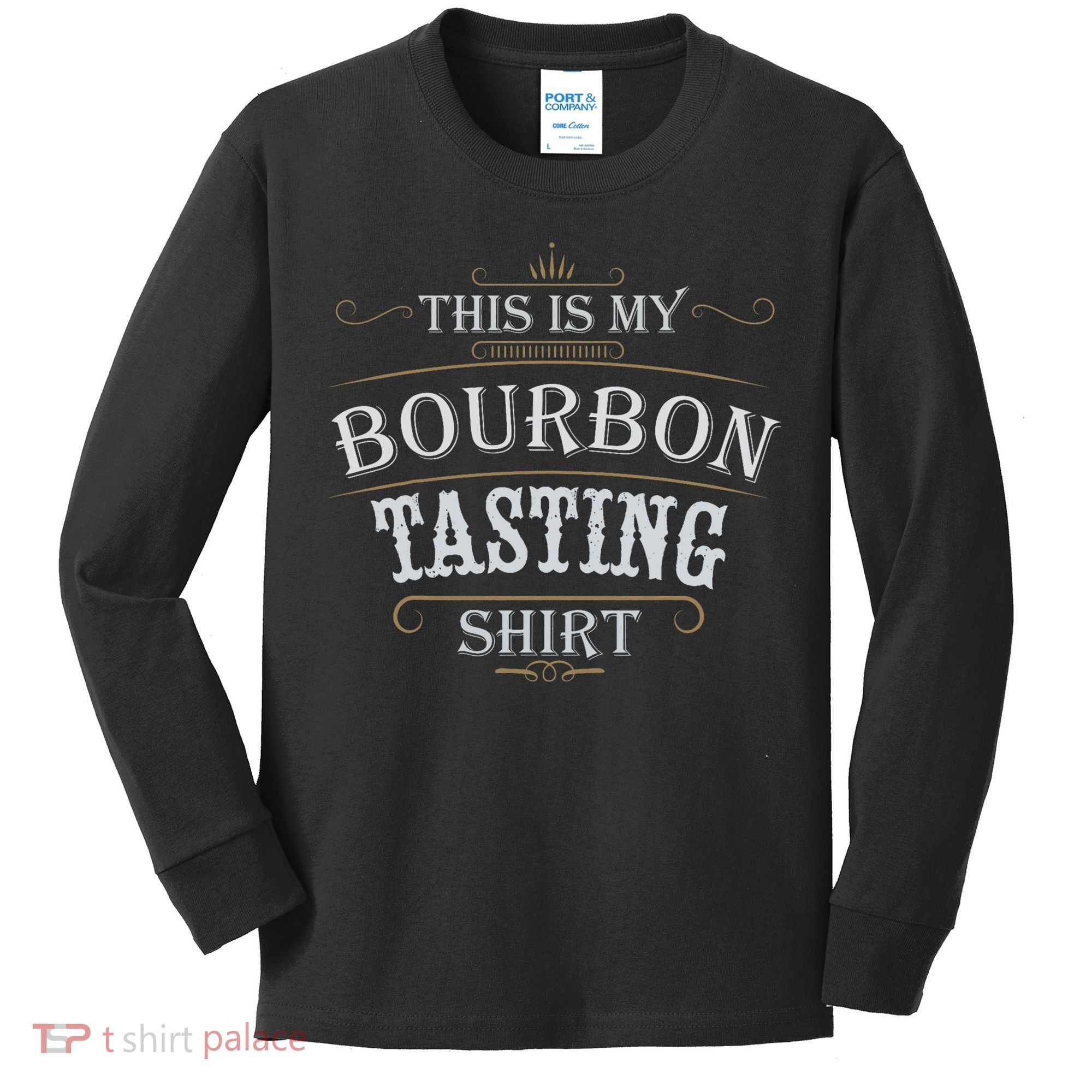 Funny Christmas Whiskey Drinking This Is My Bourbon Tasting Kids Long Sleeve Shirt