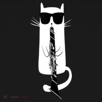 Funny Cat Wearing Sunglasses Playing Clarinet Doggie Tank thumb 4