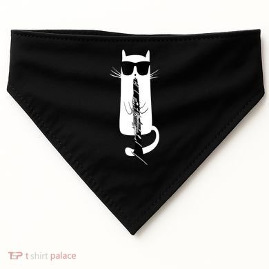 Funny Cat Wearing Sunglasses Playing Clarinet USA-Made Doggie Bandana