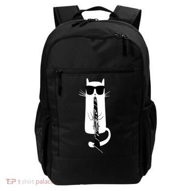 Funny Cat Wearing Sunglasses Playing Clarinet Backpack